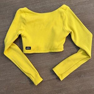 Tiger Friday Honest Long Sleeve Crop Top in Lemon Yellow Size Child XL